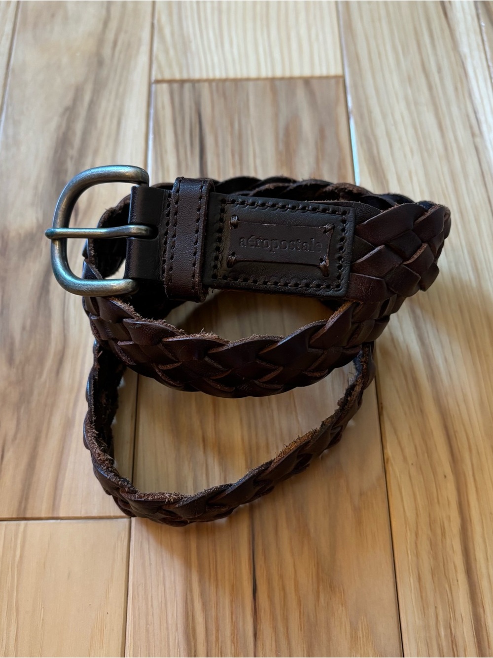 Vintage Y2K Aeropostale Brown Leather Braided Belt